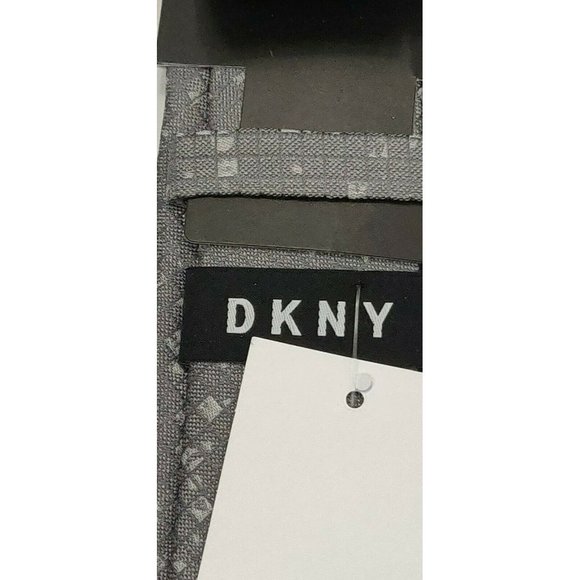 DKNY Mens Neck Tie Charcoal Gray Distressed Check - Picture 8 of 8